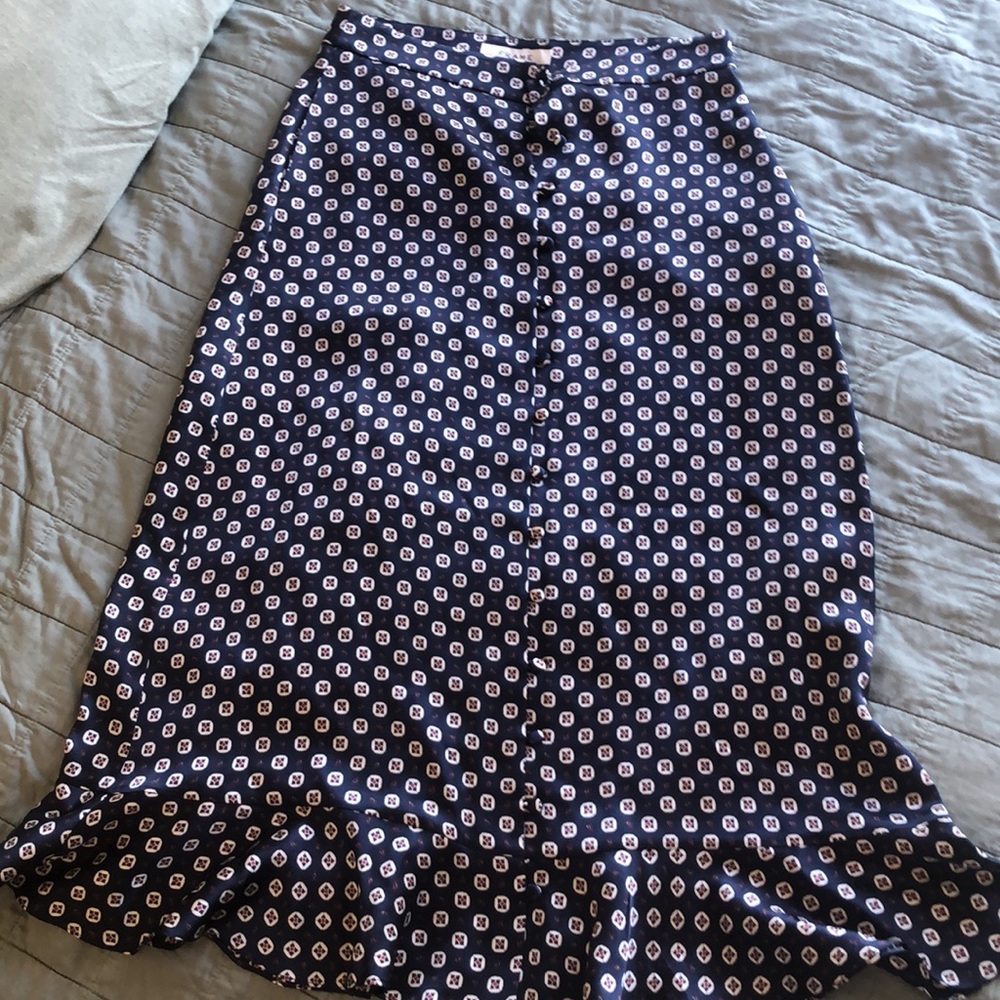 FRAME button down Satin Skirt